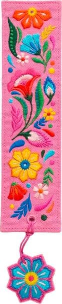 Buchverliebt Lesezeichen bestickt "Blumenliebe rosa"
