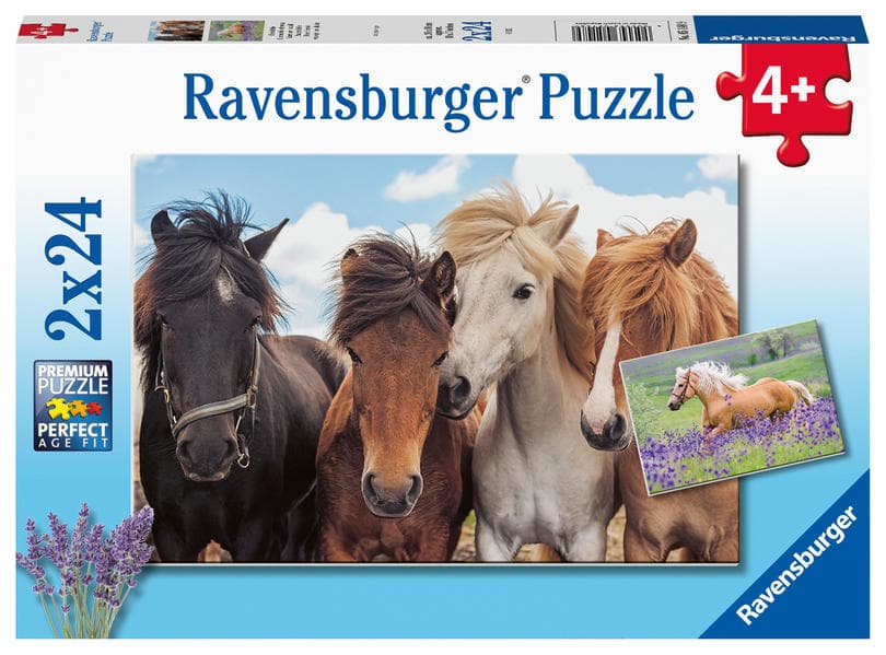 Ravensburger Kinderpuzzle - 05148 Pferdeliebe - Puzzle für Kinder ab 4 Jahren, mit 2x24 Teilen