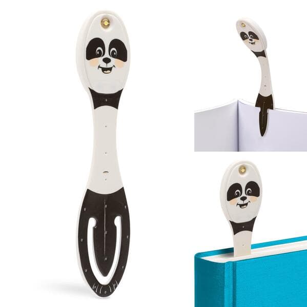Flexilight Leselicht (Panda) - schwarz - 2 in 1 Leselampe & Lesezeichen - LED Leselicht - Geschenk für Leser, Buchliebhaber - Deutsche Ausgabe