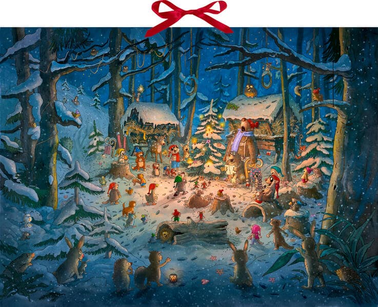 Wand-Adventskalender - Tierischer Chor im Winterwald