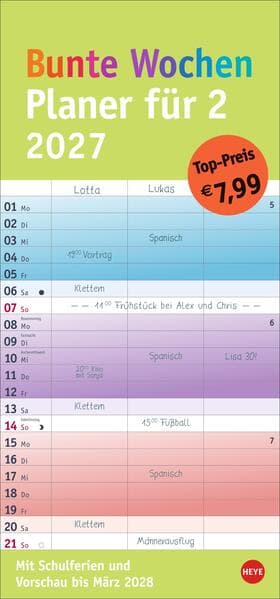 Bunte Wochen Planer für 2 2027