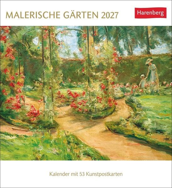 Malerische Gärten Postkartenkalender 2027 - Kalender mit 53 Kunstpostkarten