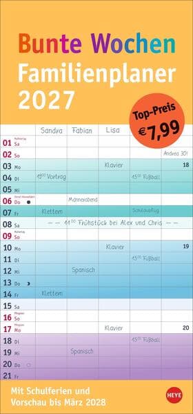 Bunte Wochen Familienplaner 2027